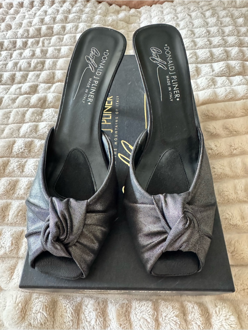 Donald J. Pliner Black Knotted Open-Toe Slide Mules